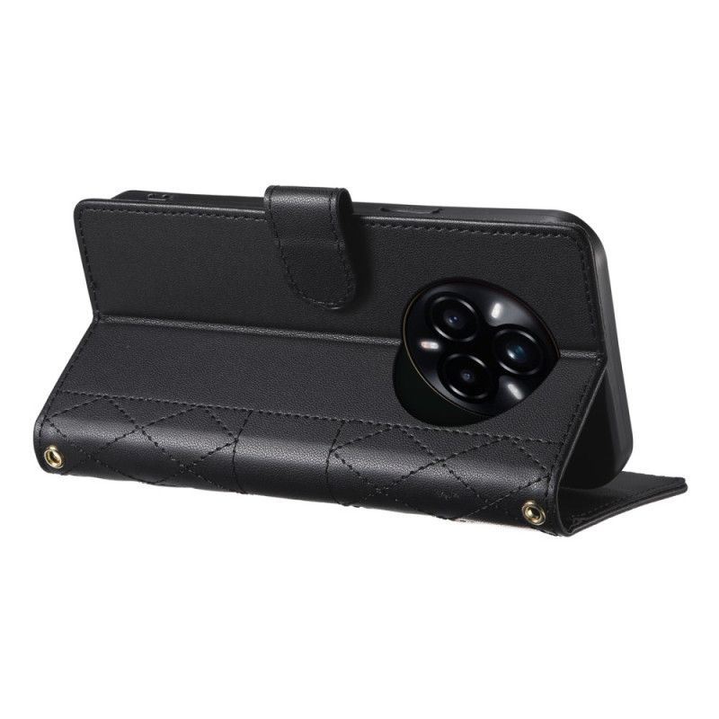 Lærdeksel Folio Deksel Realme 14 Pro 5g Vattert Design Med Rem Og Skulderrem