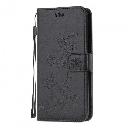 Folio Deksel Til Moto G50 Med Kjede Thong Sommerfugler Og Blomster