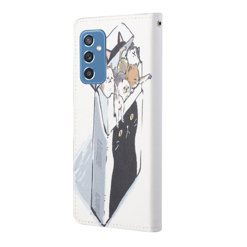 Folio Deksel Til Samsung Galaxy M52 5G Med Kjede Thong Cat Levering