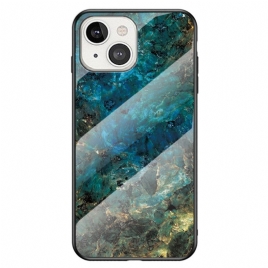 Deksel Til iPhone 14 Marmor Herdet Glass
