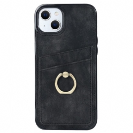 Deksel Til iPhone 14 Vintage Ringholder Og Kortholder