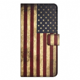 Folio Deksel Til iPhone 14 Vintage Amerikansk Flagg