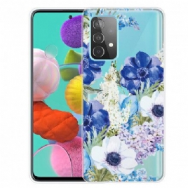 Deksel Til Samsung Galaxy A32 5G Akvarell Blå Blomster