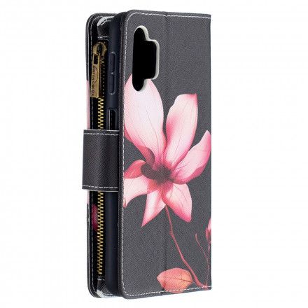 Folio Deksel Til Samsung Galaxy A32 5G Blomsterlomme Med Glidelås