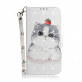 Folio Deksel Til Samsung Galaxy A32 5G Med Kjede Tomat På Strappy Cat