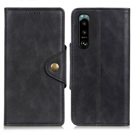 Lærdeksel Til Sony Xperia 5 III Faux Skinnknapp