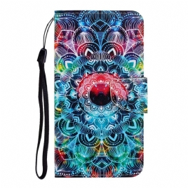 Folio Deksel Til iPhone 12 / 12 Pro Med Kjede Flashy Strappy Mandala
