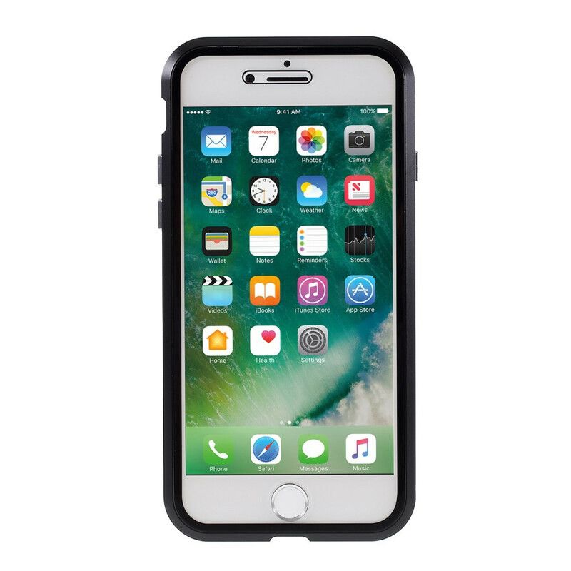 Deksel Til iPhone SE 3 / SE 2 / 8 / 7 Metallkanter Og Herdet Glass
