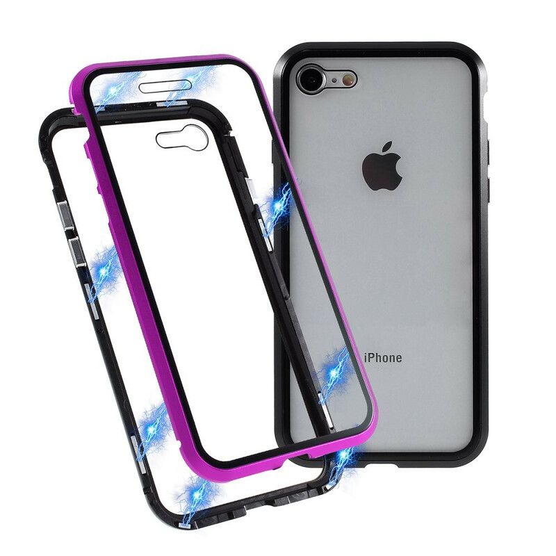 Deksel Til iPhone SE 3 / SE 2 / 8 / 7 Metallkanter Og Herdet Glass