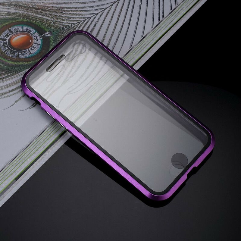 Deksel Til iPhone SE 3 / SE 2 / 8 / 7 Metallkanter Og Herdet Glass