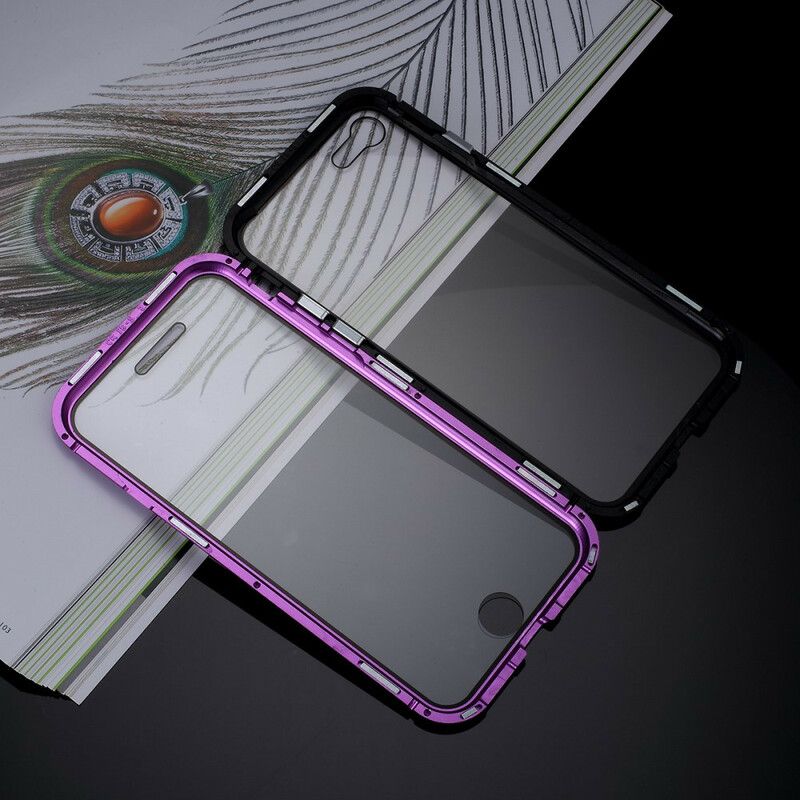 Deksel Til iPhone SE 3 / SE 2 / 8 / 7 Metallkanter Og Herdet Glass