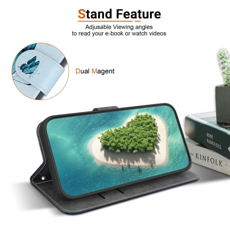 Folio Deksel Oppo Reno 13 Pro 5g Blå Sommerfugler Og Blomster