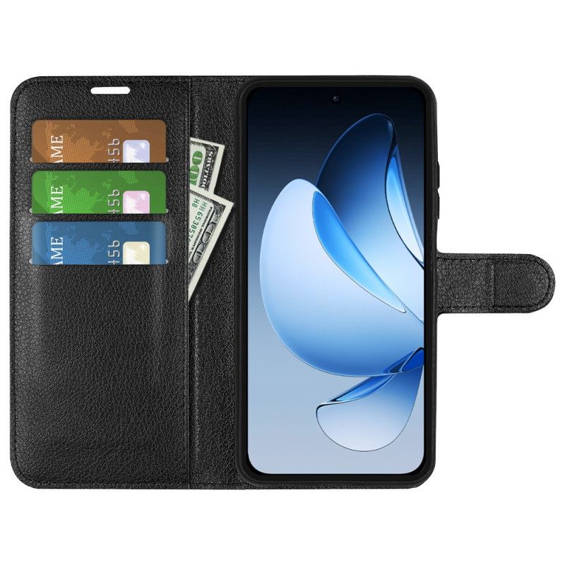 Lærdeksel Folio Deksel Oppo Reno 13 Pro 5g Klassisk Litchi-kunstskinn