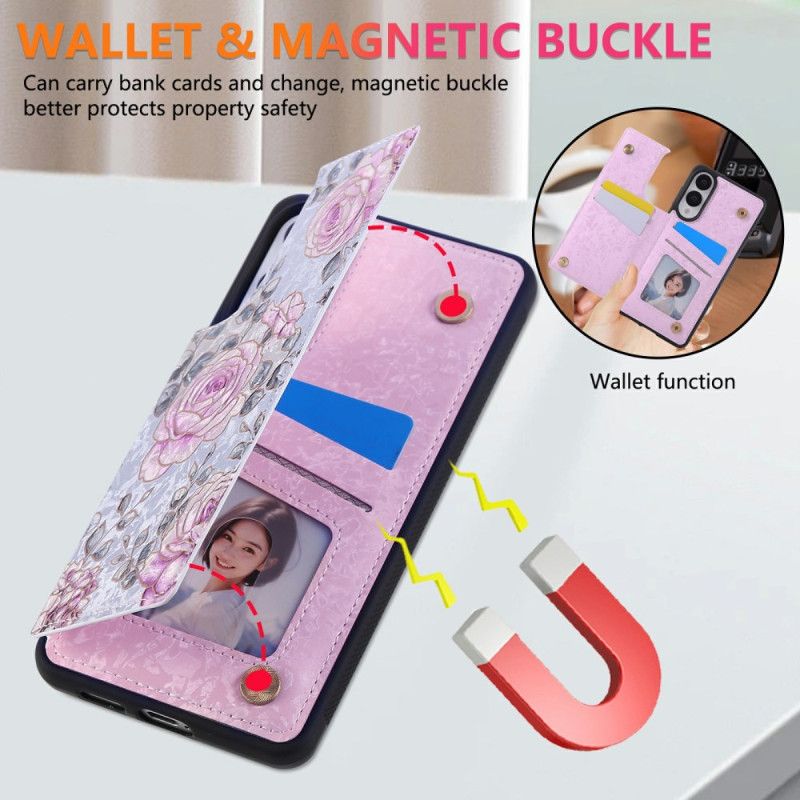 Deksel Samsung Galaxy S25 5g Edge Kortholder Med Blomstermønster