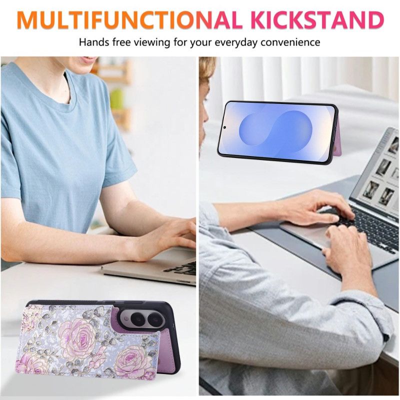 Deksel Samsung Galaxy S25 5g Edge Kortholder Med Blomstermønster