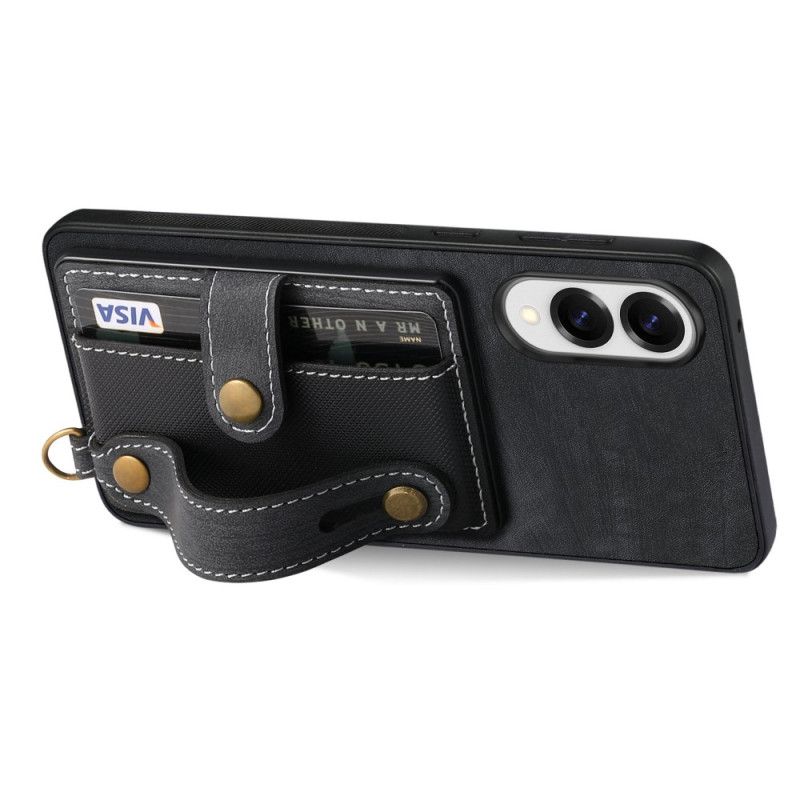 Deksel Samsung Galaxy S25 5g Edge Retro Kortholder Og Håndleddsstropp