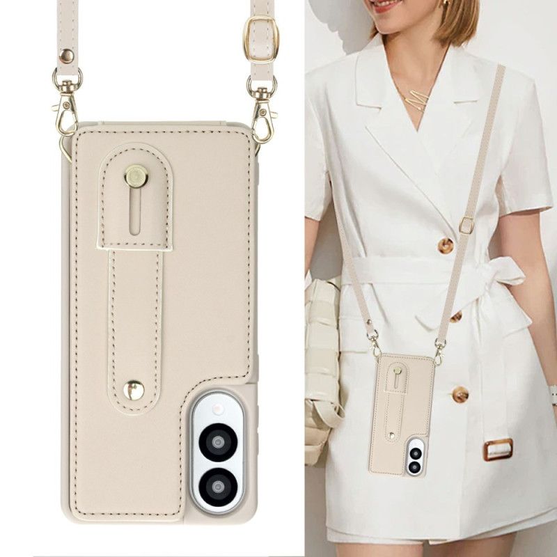 Deksel Til Samsung Galaxy S25 5g Edge Kortholder Med Stropp Og Skulderstropp