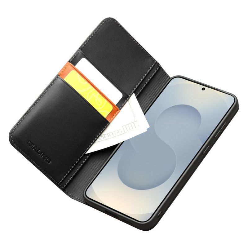 Folio Deksel Lær Samsung Galaxy S25 5g Edge Prestige Qialino-lommebok