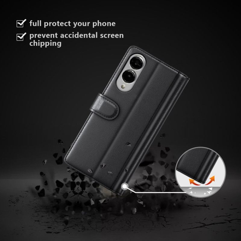 Folio Deksel Samsung Galaxy S25 5g Edge Ekte Skinn Beskyttelse Deksel