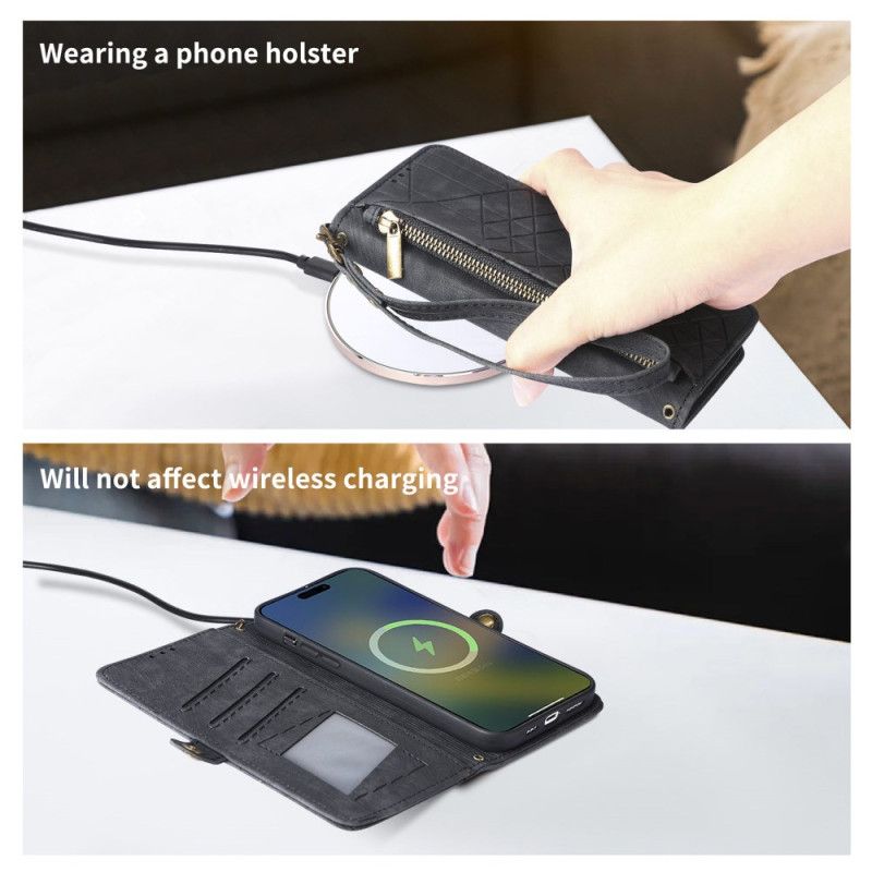 Folio Deksel Samsung Galaxy S25 5g Edge Geometrisk Mønster Og Snor Beskyttelse Deksel