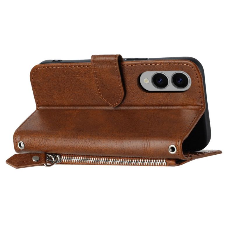 Folio Deksel Samsung Galaxy S25 5g Edge Vintage Lommebok Med Stropp Og Skulderstropp