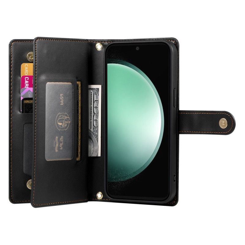Lærdeksel Folio Deksel Samsung Galaxy S25 5g Edge Lommebok Med Stropper