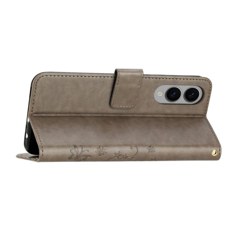 Lærdeksel Folio Deksel Samsung Galaxy S25 5g Edge Mobildeksel Små Blomster