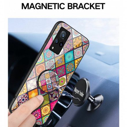Deksel Til Vivo V21 5G Magnetisk Patchworkholder