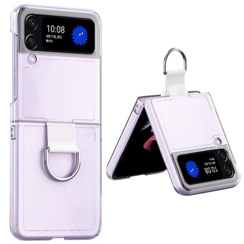 Deksel Til Samsung Galaxy Z Flip 4 Folio Deksel Transparent Med Ring