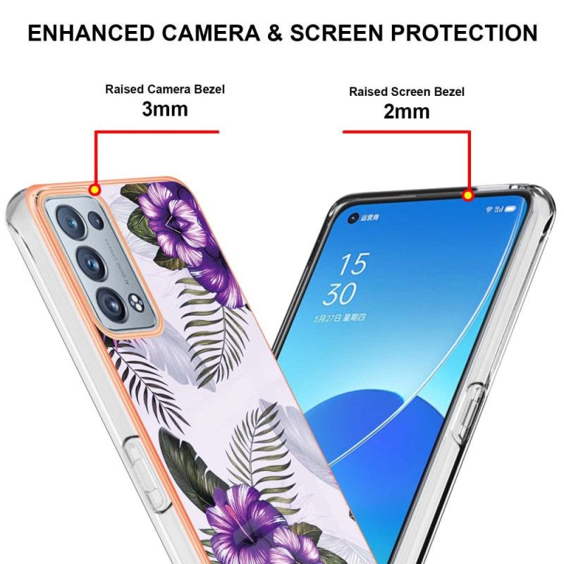 Deksel Til Oppo Reno 6 Pro 5G Lilla Hibiskusmønster