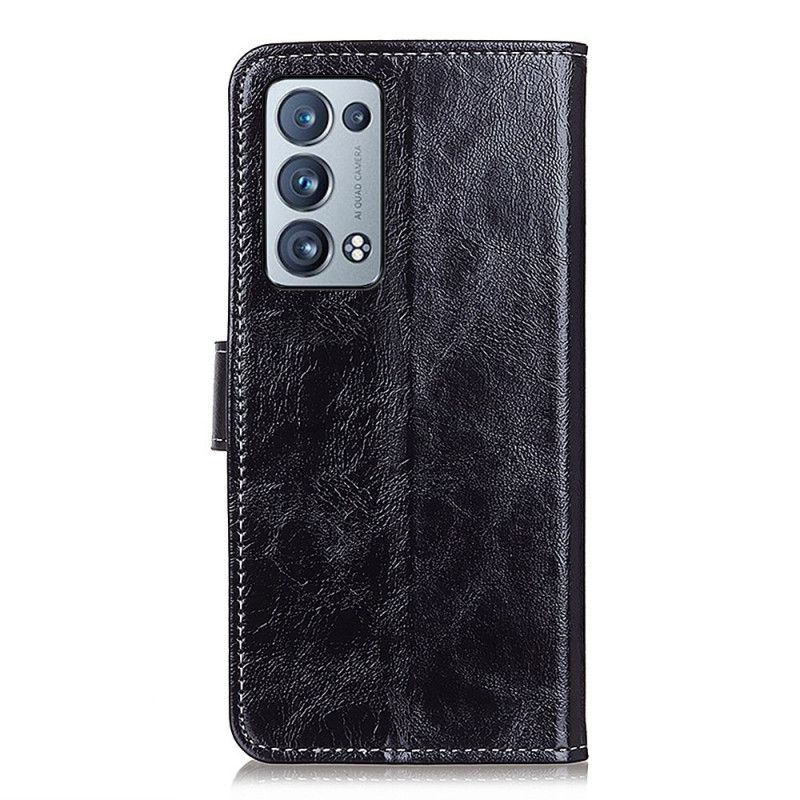 Folio Deksel Til Oppo Reno 6 Pro 5G Crazy Horse Couture Tekstur
