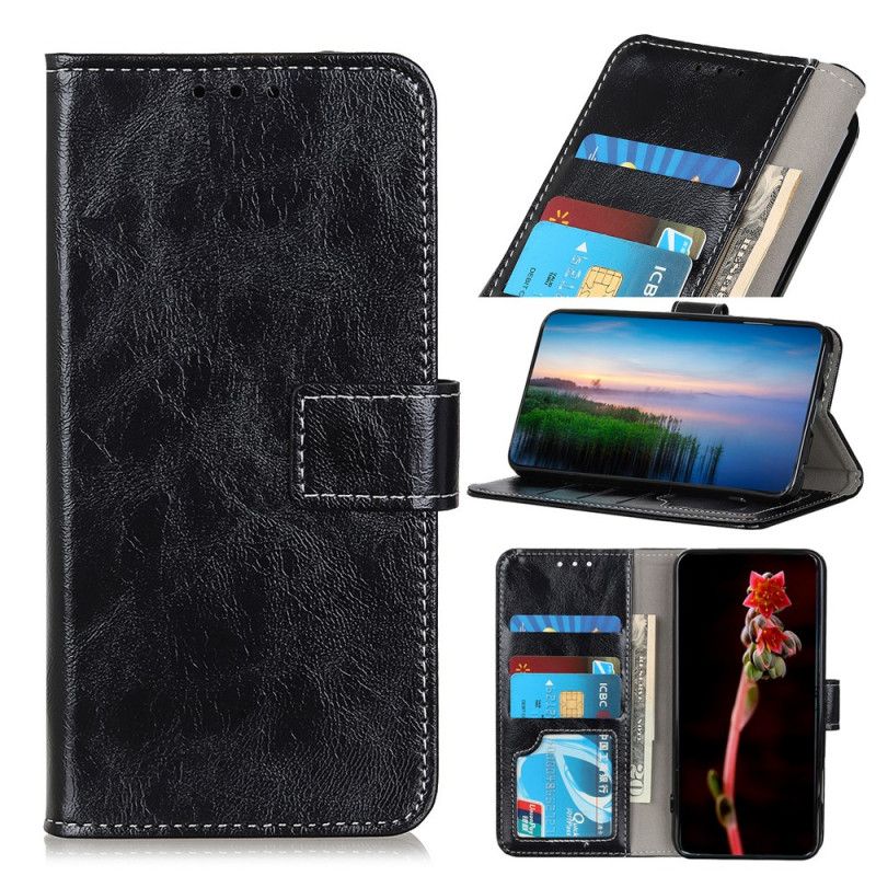 Folio Deksel Til Oppo Reno 6 Pro 5G Crazy Horse Couture Tekstur
