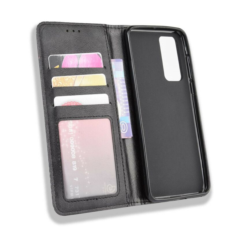Beskyttelse Deksel Til Huawei P40 Pro Folio Deksel Vintage Stilisert Skinneffekt