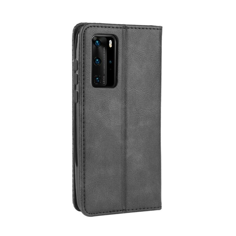 Beskyttelse Deksel Til Huawei P40 Pro Folio Deksel Vintage Stilisert Skinneffekt