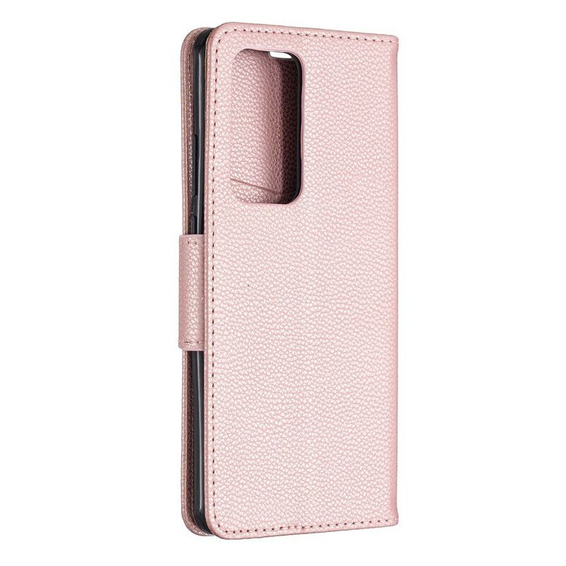 Folio Deksel Til Huawei P40 Pro Lærdeksel Litchi Flap Skrå