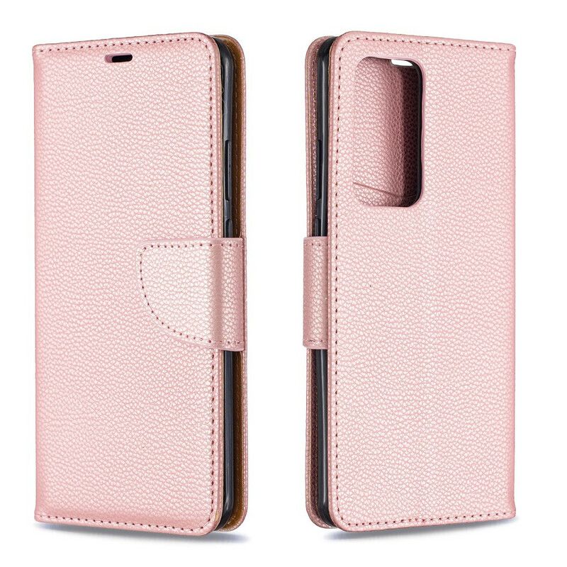Folio Deksel Til Huawei P40 Pro Lærdeksel Litchi Flap Skrå