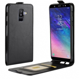 Folio Deksel Til Samsung Galaxy A6 Plus Lærdeksel Brettbar Skinneffekt