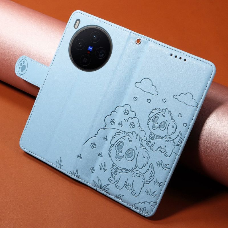 Folio Deksel Til Vivo X300 Rfid-beskyttelse Med Hundegravering