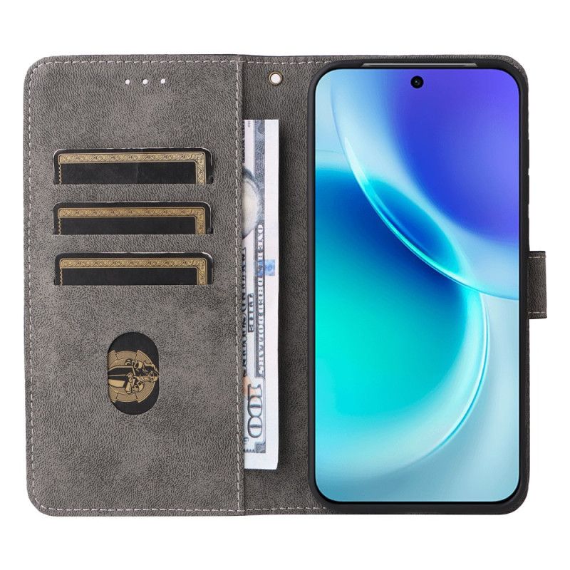 Folio Deksel Vivo X300 Strap-on Semsket Skinneffekt