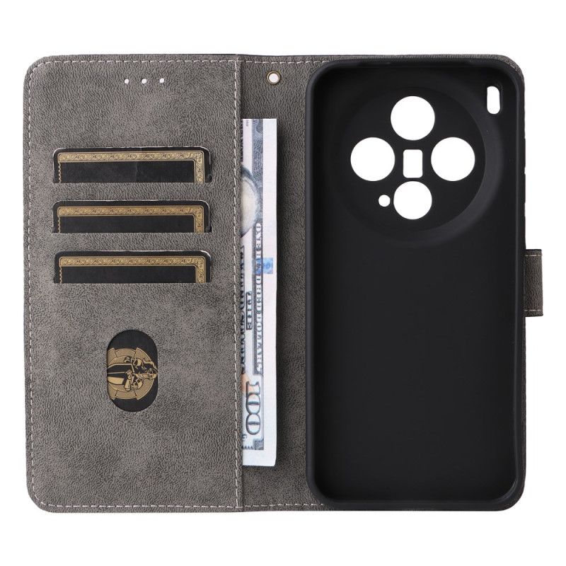 Folio Deksel Vivo X300 Strap-on Semsket Skinneffekt