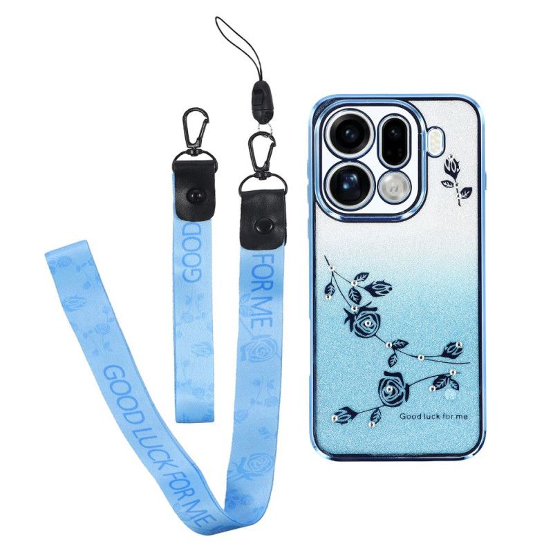 Deksel Til Oppo Find X9 Pro 5g Blomster Og Strass Med Stropper