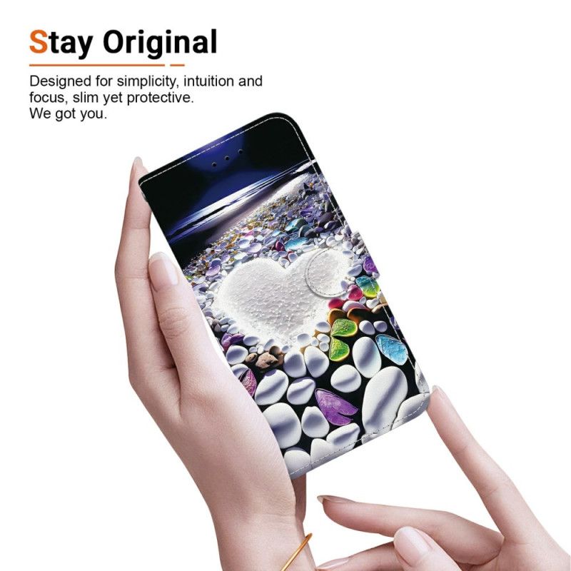 Folio Deksel Sony Xperia 10 Vii Hvitt Hjerte Beskyttelse Deksel