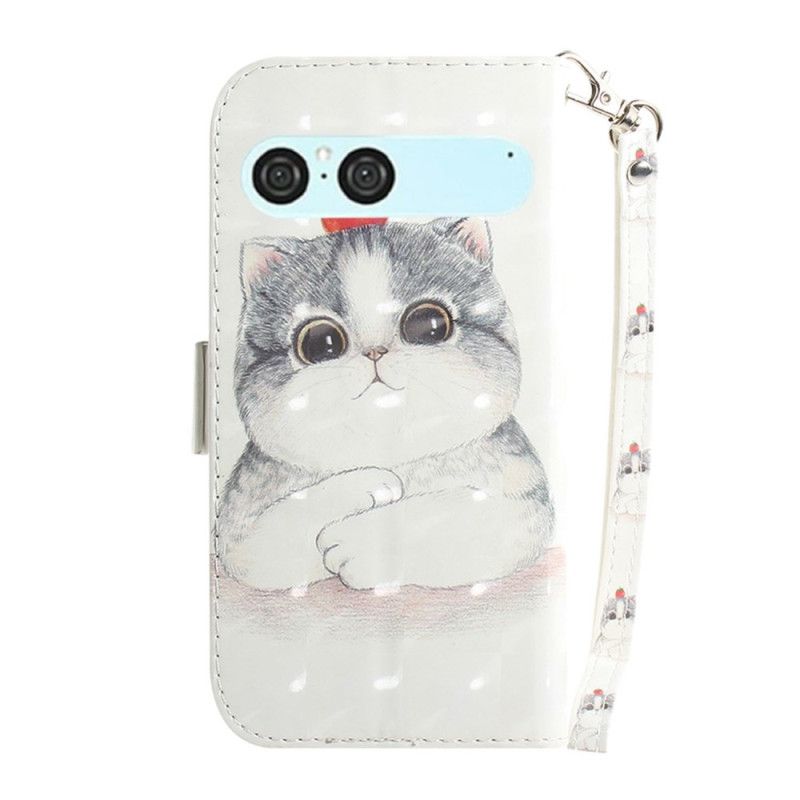 Folio Deksel Sony Xperia 10 Vii Katt- Og Jordbærsnor Beskyttelse Deksel