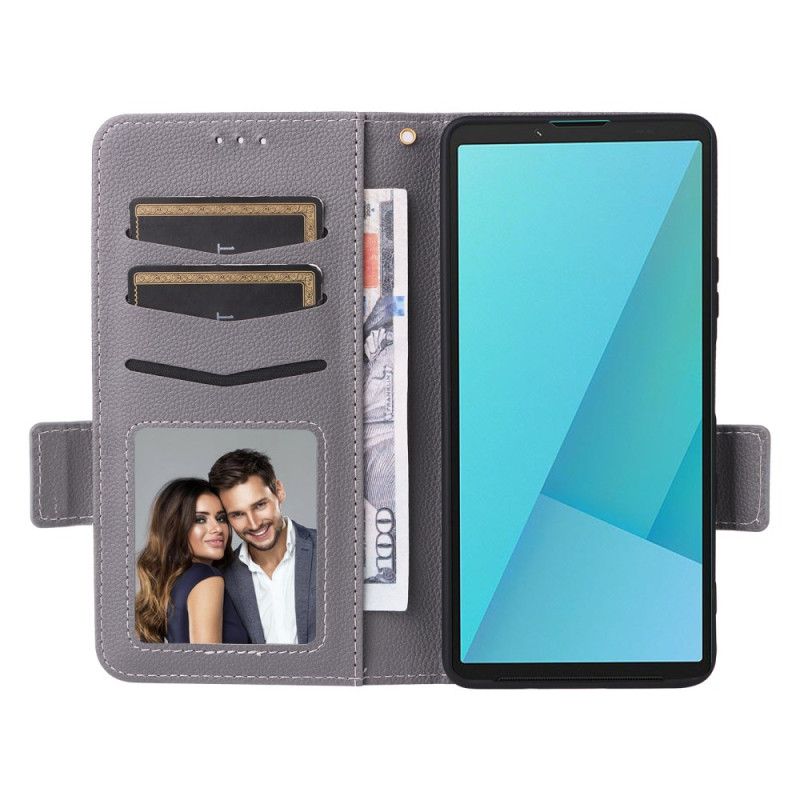 Folio Deksel Til Sony Xperia 10 Vii Kunstig Skinn Med Stropp