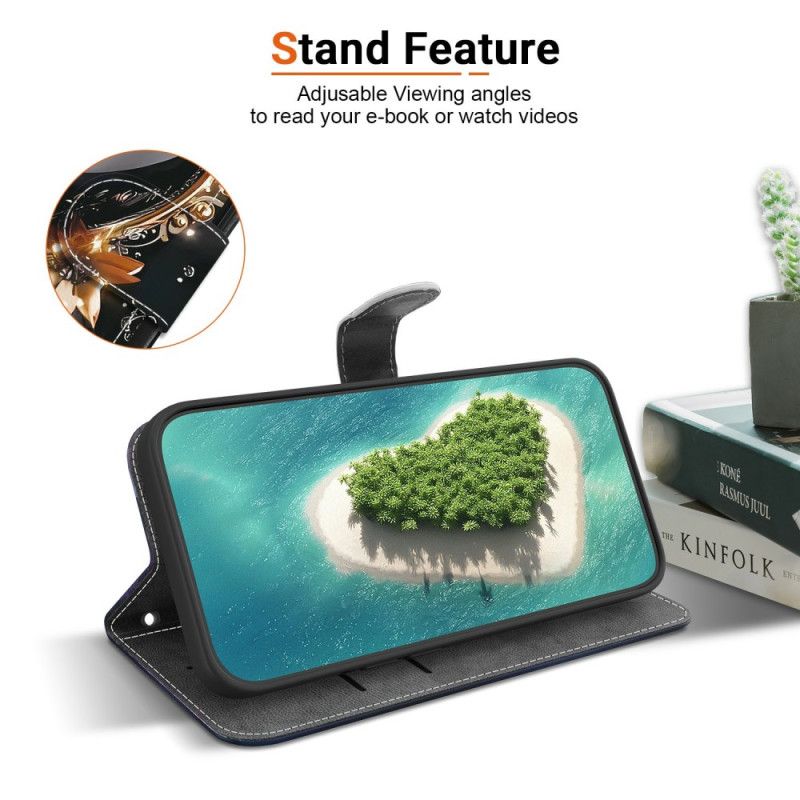 Folio Deksel Til Sony Xperia 10 Vii Svart Og Gullhjerte