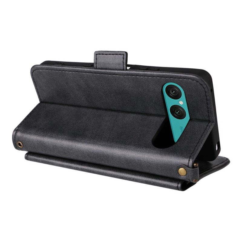 Lærdeksel Folio Deksel Sony Xperia 10 Vii Lommebok Med Skulderstropp