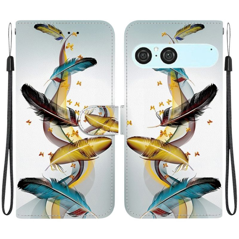 Lærdeksel Folio Deksel Sony Xperia 10 Vii Mobildeksel Gullfjær