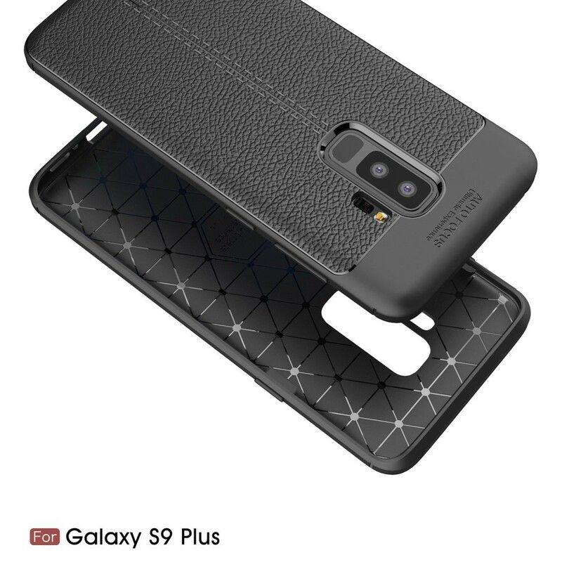 Deksel Til Samsung Galaxy S9 Plus Dobbellinje Litchi-skinneffekt