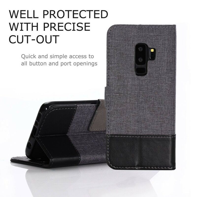 Folio Deksel Til Samsung Galaxy S9 Plus Muxma-stoff- Og Skinneffekt