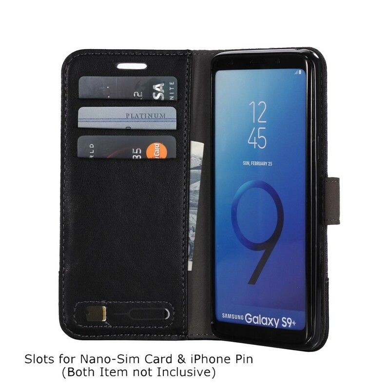Folio Deksel Til Samsung Galaxy S9 Plus Muxma-stoff- Og Skinneffekt